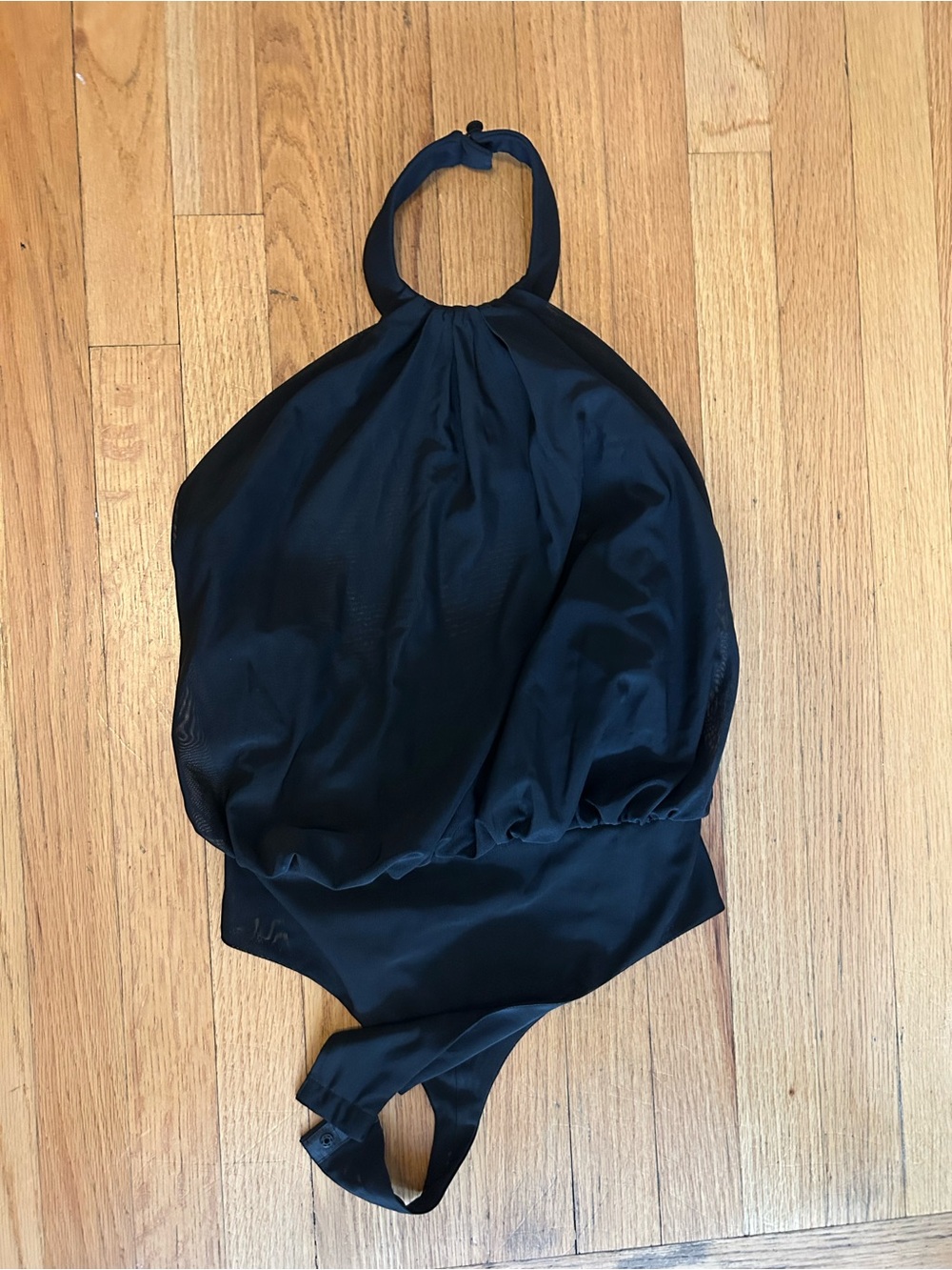 Misha collection mesh Black Halter One-Piece bodysuit